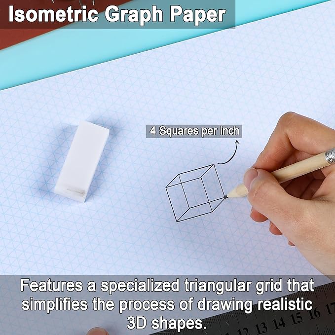 2 Pack 100 Sheets 11" x 17" Isometric Graph Paper Pad Landscape - Image 3