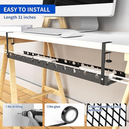SRJZMLY 31Inch Extendable Under Desk Cable Management Tray Multi-Model Metal - Image 6