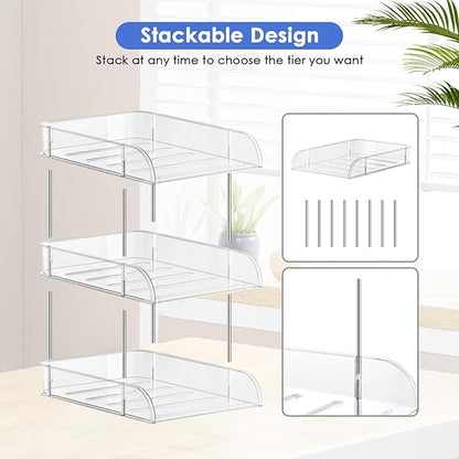 Noger Desk Organizers and Storage, 3 Tier Clear Heightened Stackable Paper Tray - Image 7