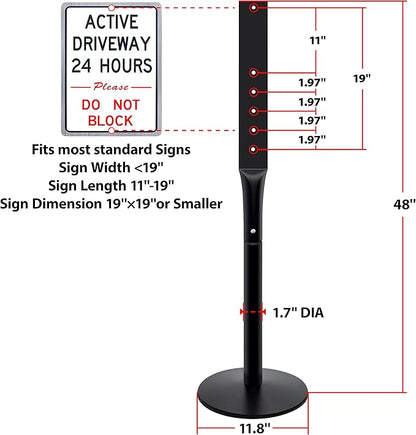 VAIIGO Heavy Duty Parking Sign Base Cast Iron 48" Parking Sign Post, Heavy Duty - Image 3