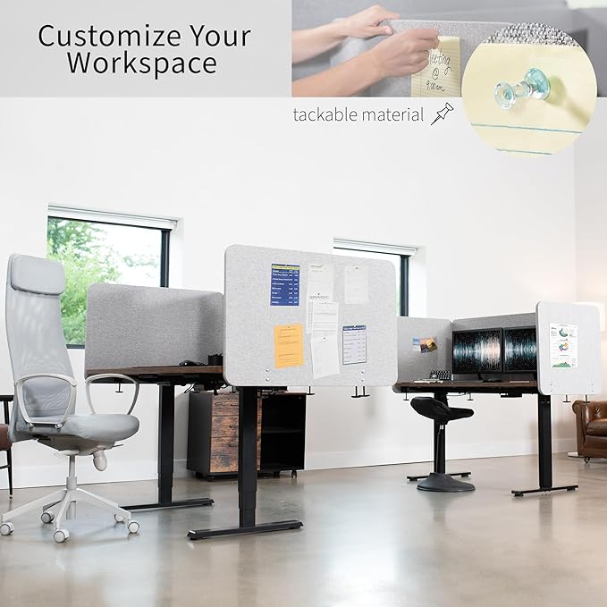 VIVO Clamp-on/Screw-on 60 x 24 inch Privacy Panel, Sound Absorbing Cubicle Desk - Image 6