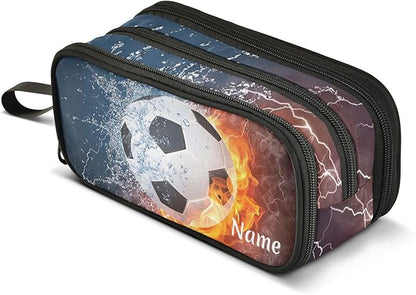 BOENLE Custom Soccer Football Ball Pencil Case Box Boys Girls Personalized Name by BOENLE-WELCOMEYOURCOMING