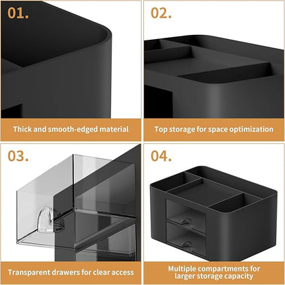 Marbrasse Pen Organizer with 2 Drawer, Desk Organizers and Accessories with 5 - Image 6