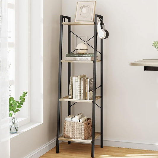 Hzuaneri Ladder Shelf, Bookshelf Bookcase, Freestanding Corner Storage Shelve by Hzuaneri