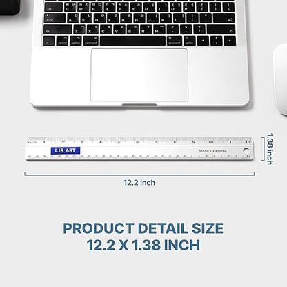 LJR ART 12 Inch Aluminum Cutting Ruler, Dual Scale Inch/Metric Measuring Tool - Image 6