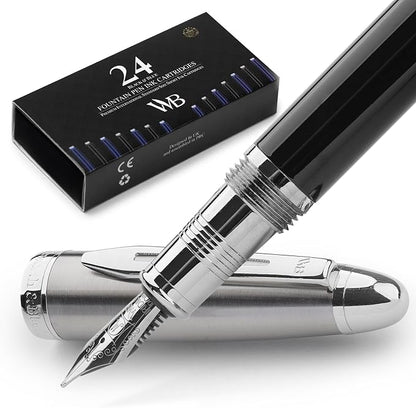 Wordsworth & Black Majesti Fountain Pen-, Luxury Case, Stainless Steel; Medium by WordsworthBlack
