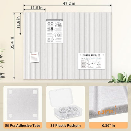 Smarpau Large Cork Board for Walls, 12 Pack Slat Felt Wall Tiles - Image 2