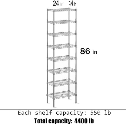 Regal Altair 14" Deep x 24" Wide x 86" Height Wire Shelving Kit | 8-Tier | NSF - Image 3