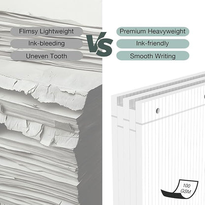 POPRUN Loose Leaf Paper, 8.5" x11" Wide Ruled, 100GSM / AA Grade Bulk Lined - Image 2