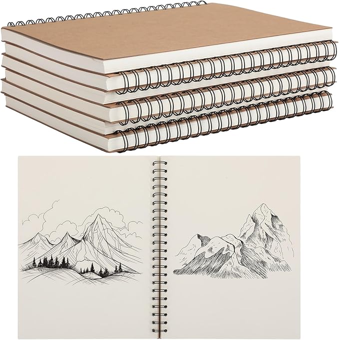 PerKoop 1 Pcs 8.5"x11" Spiral Sketch Pad A4 Large 100 Sheet Blank Notebook by PerKoop