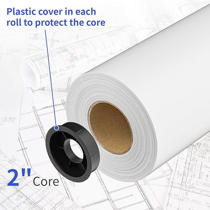 Wide Format Paper 24 In x 150 Ft, 2 Rolls Plotter Paper on 2" Core, CAD Bond - Image 3