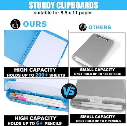 Blue Clipboard with Storage, TFDLCG zm Clip Boards 8.5x11 with Pen Holder - Image 4