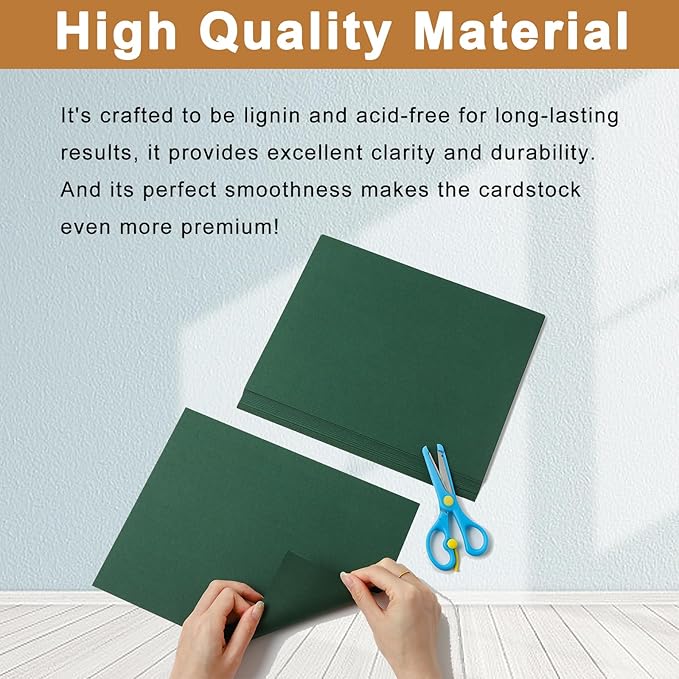 Silunkia 300 Sheets Dark Green Cardstock 8.5 x 11 Certificate Paper, - Image 4