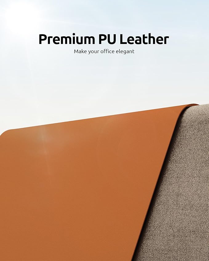 YSAGi Leather Desk Protector, Office Mat, Large Mouse Mat, Non-Slip PU Leather - Image 2