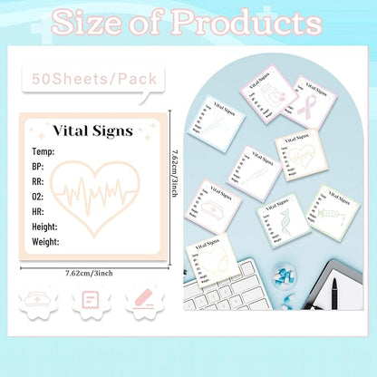Lovarywow Vital Signs Sticky Notes Gifts, 9 Pack Vitals Notepad 3x3 Inch - Image 2