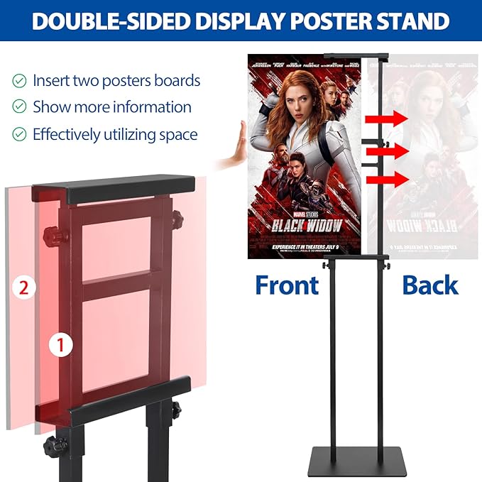 VAIIGO 2Pack Poster Stand for Display, Heavy Duty Floor Standing Sign Holder - Image 3