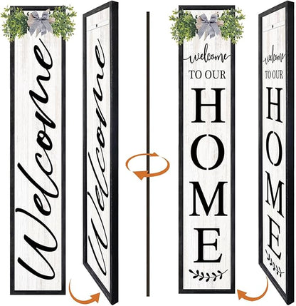 Double-sided Welcome to Our Home Wooden Sign Stand by Unknown