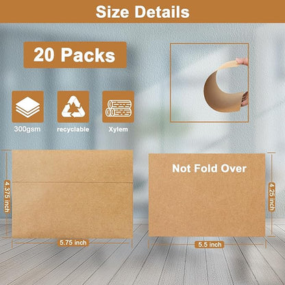 Silunkia Brown Blank Thank You Cards and Envelopes 4.25 x 5.5 Heavyweight Flat - Image 2