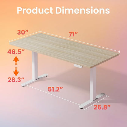 HUANUO 71 x 30 inch Electric Standing Desk Adjustable Height, 4 Memory Height - Image 3