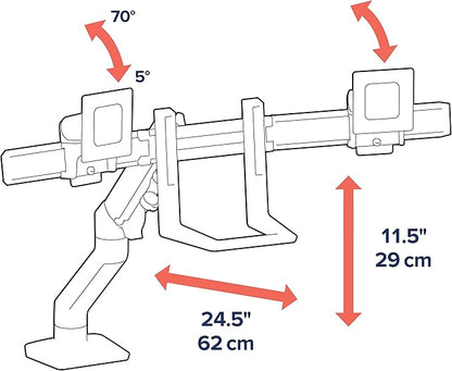 Ergotron – HX Dual Monitor Arm, VESA Desk Mount – - Image 4