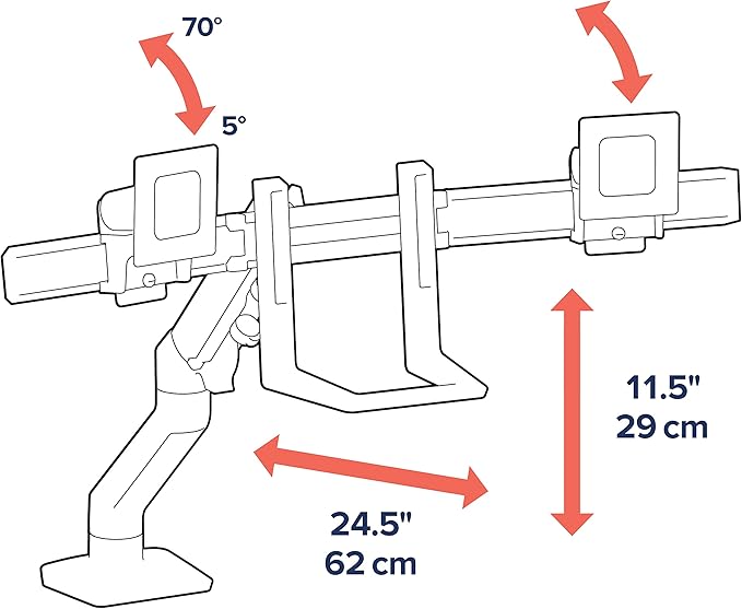 Ergotron – HX Dual Monitor Arm, VESA Desk Mount – - Image 6