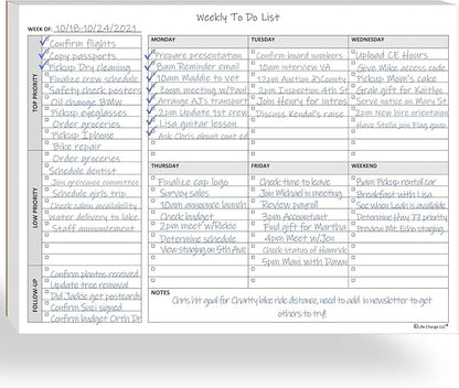 Life Charge Weekly To Do List Planner Notepad, 60 Page Task Planning Pad by LifeCharge
