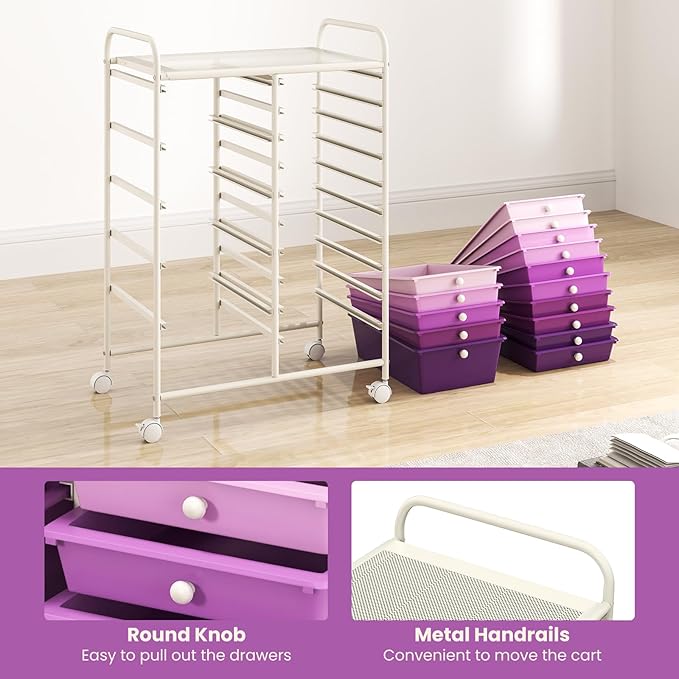 GOFLAME 15-Drawer Rolling Storage Cart, Craft Storage Cart - Image 6
