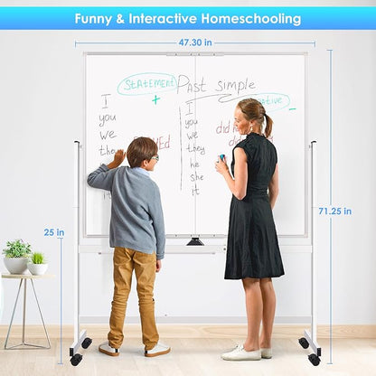 maxtek Rolling Whiteboard, 48x48 Large Magnetic White Board - Image 4