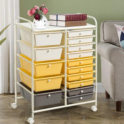 Giantex 15-Drawer Organizer Cart Office School Storage Cart Rolling Drawer Cart - Image 9