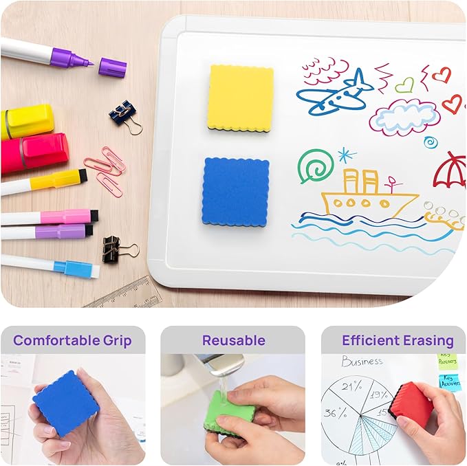 JEFURE 24 Pcs Mini Dry Erase Erasers, Magnetic Whiteboard Eraser, Magnetic - Image 4