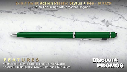 DISCOUNT PROMOS Twist Action Plastic Stylus Pens, Bulk Pack - Image 2