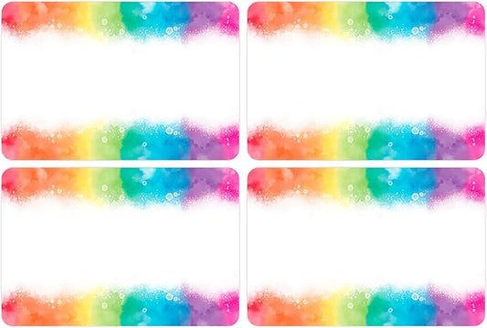 Wonmon 200 PCS Rainbow Name Tags Stickers, Self Adhesive Watercolor Rainbow by wonmon