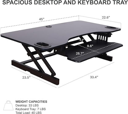 Rocelco 45" Height Adjustable Standing Desk Converter - Image 2