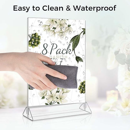 Smarpau Acrylic Sign Holder 5x7, 8 Pack Double-Sided Picture Frames Display - Image 4
