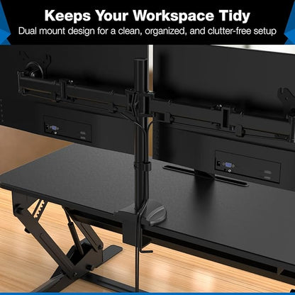 Mount-It! Standing Desk Converter Dual Monitor, 2 Screen Mounts Included - Image 4