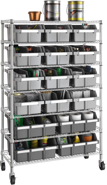 Seville Classics Heavy Duty NSF Bin Rack Solid Steel Wire Shelving Storage Unit - Image 2