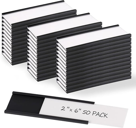Realth C Channel Magnetic Label Holders 50 Pack 2" x 6" by Realth