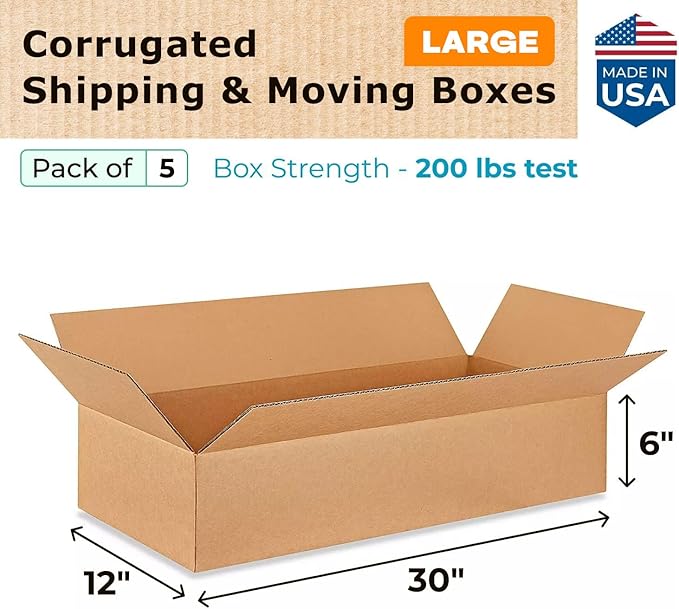 Large Shipping & Moving Boxes 30 x 12 x 6 inches - Image 2