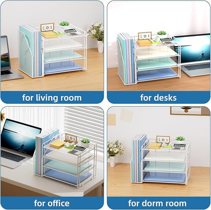 Marbrasse Desk Organizer and Accessories，4-Tier Paper Letter Tray Organizer - Image 6