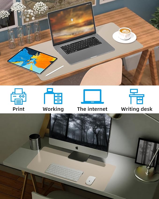 Small Desk Mat, Leather Desk Pad Protector, Desk Mouse pad, Office Desk mat - Image 6