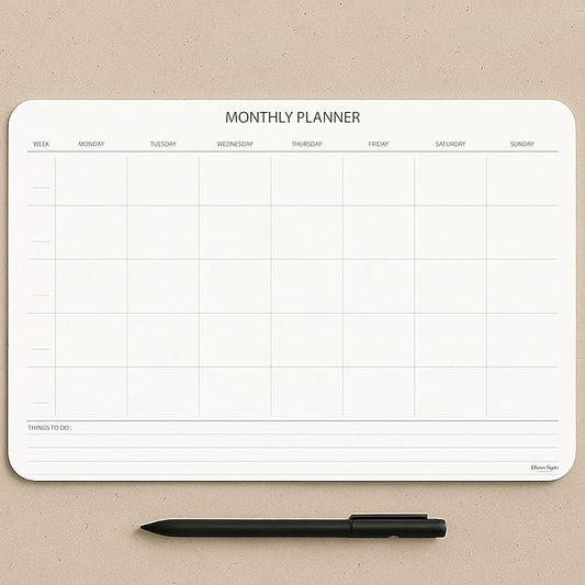 Undated Monthly Planner Notepad, Desk Calendar by CLEVERSIGNS