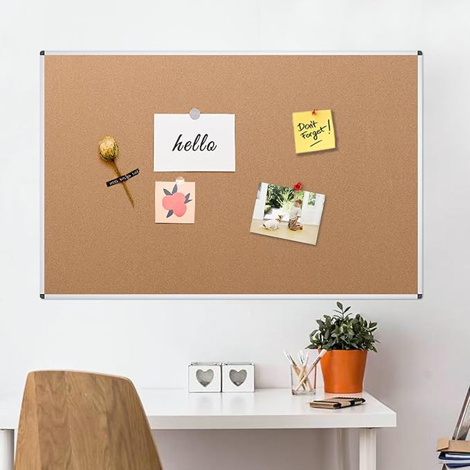 VIZ-PRO Large Cork Bulletin Board, 60 X 36 Inches, Wall-Mounted Corkboard - Image 5