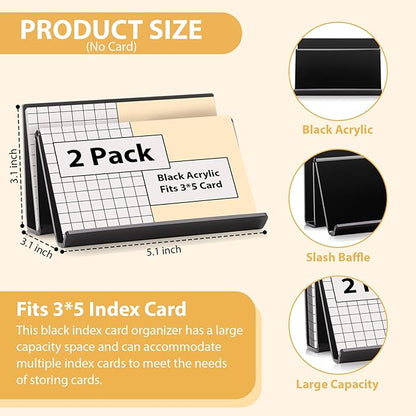 2 Pack 3x5 Index Card Display Holder Acrylic Cards Holder Stand Acrylic - Image 2