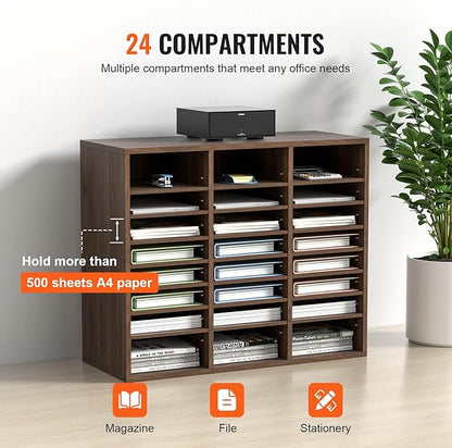 VEVOR 24-Compartment Office Mailbox, Adjustable Shelves, Wood Literature Sorter - Image 5