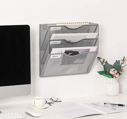 EasyPAG Hanging Wall File Organizer, 3 Pocket Wall Mounted Mail Organizer - Image 7