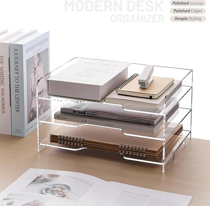 SANRUI Paper Letter Tray Organizer 3 Tier Acrylic Desk File Organizer - Image 4