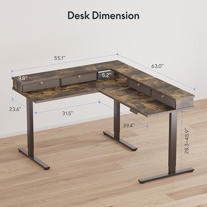 FLEXISPOT 63" L Shaped Standing Desk Electric Corner Table - Image 3