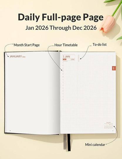 SUNEE 2026 Daily Planner A5 Hardcover – Hourly Schedule Organizer - Image 2