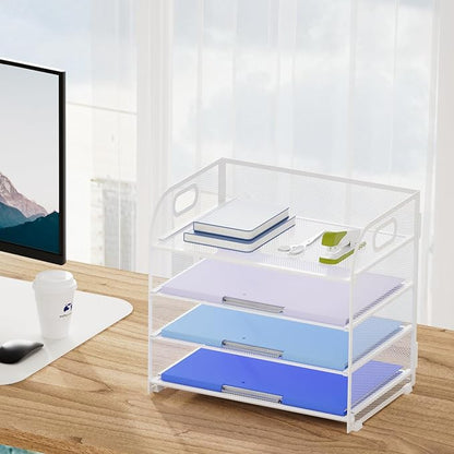 Marbrasse 4 Tier Paper Organizer Letter Tray, Mesh Desk File Organizer - Image 6
