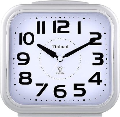Tinload 5.5" Large Analog Alarm Clock Silent Non Ticking, Gentle Wake, Beep by Tinload